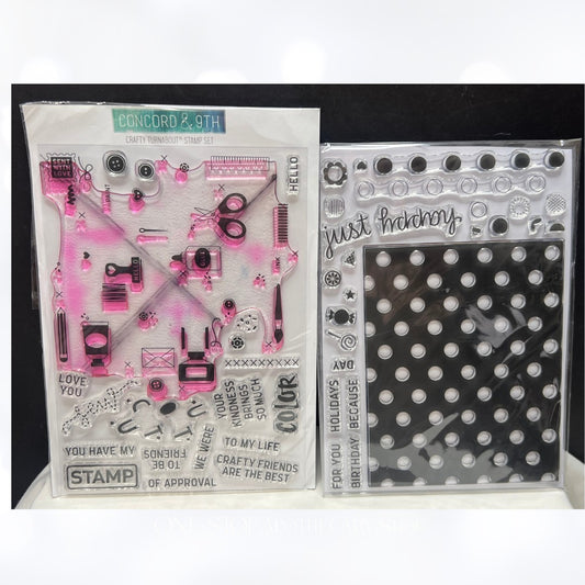 Concord & 9th CRAFTY TURNABOUT Dotted Fill In Background Rubber Stamps