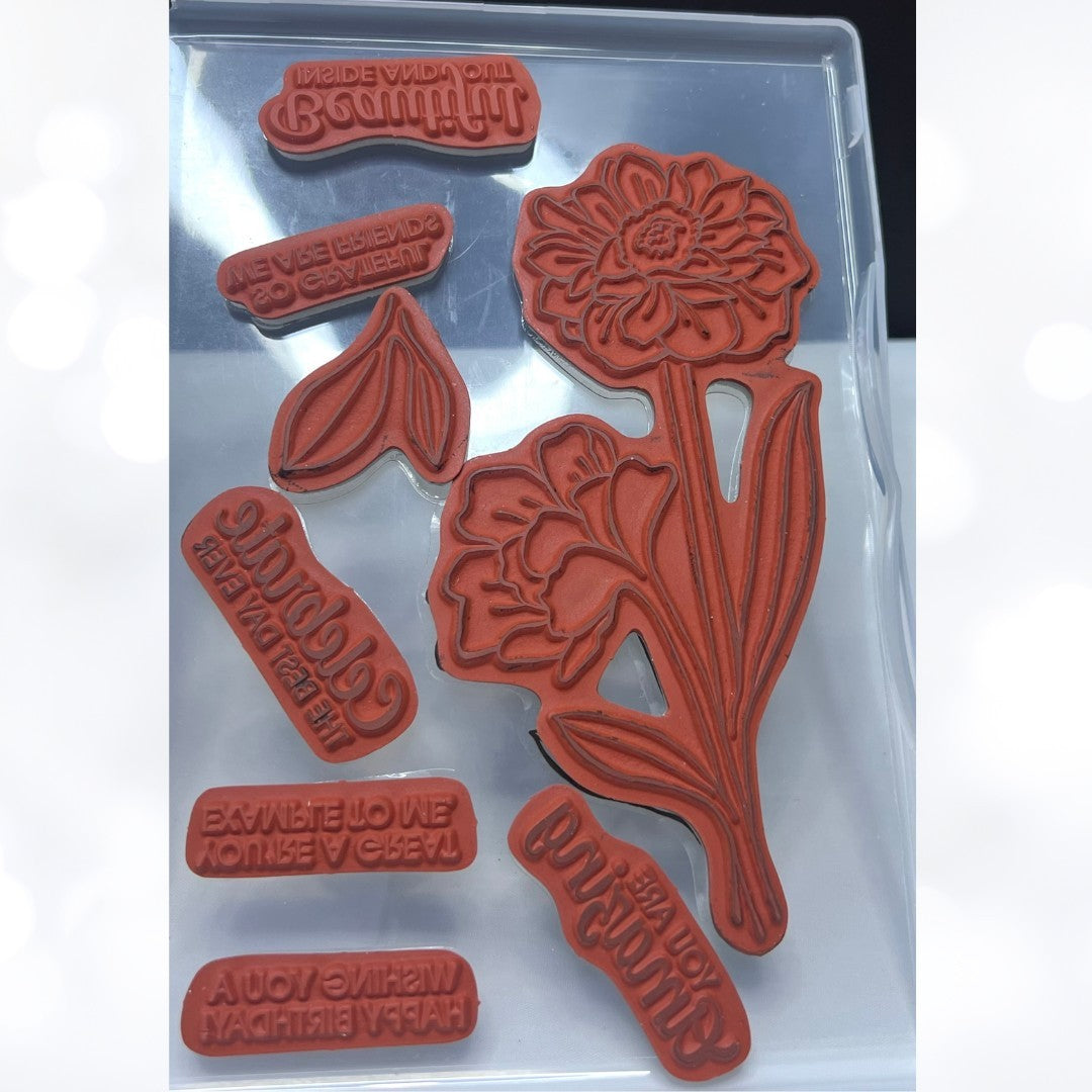 Stampin Up BAND TOGETHER Flowers Rubber Stamps Dies AS IS**