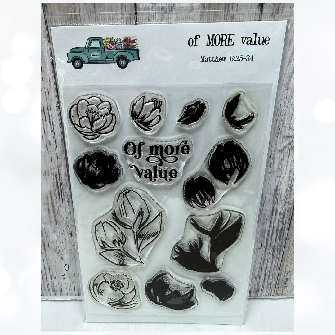 By the Well 4 God OF MORE VALUE Floral Religious Bible Journaling Rubber Stamps