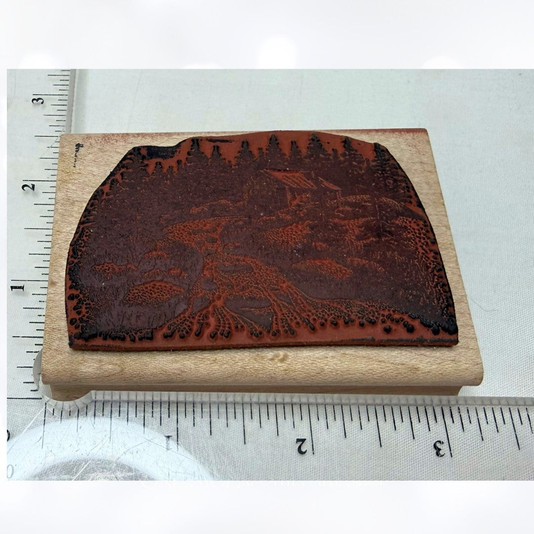Stampscapes CROOKED PATH Oak Row Old Mill Landscape Nature Rubber Stamps