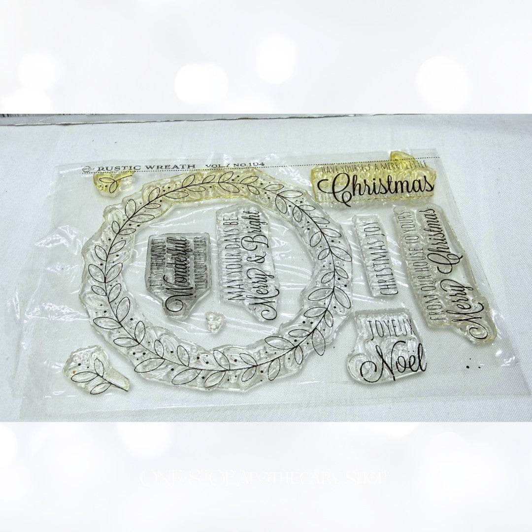 Papertrey Ink RUSTIC WREATH Christmas Rubber Stamps Die