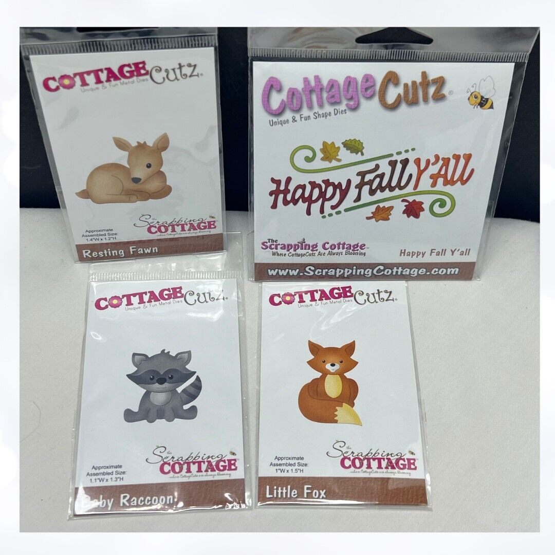 Cottage Cutz FALL Autumn Animals Critters Dies Lot of 4