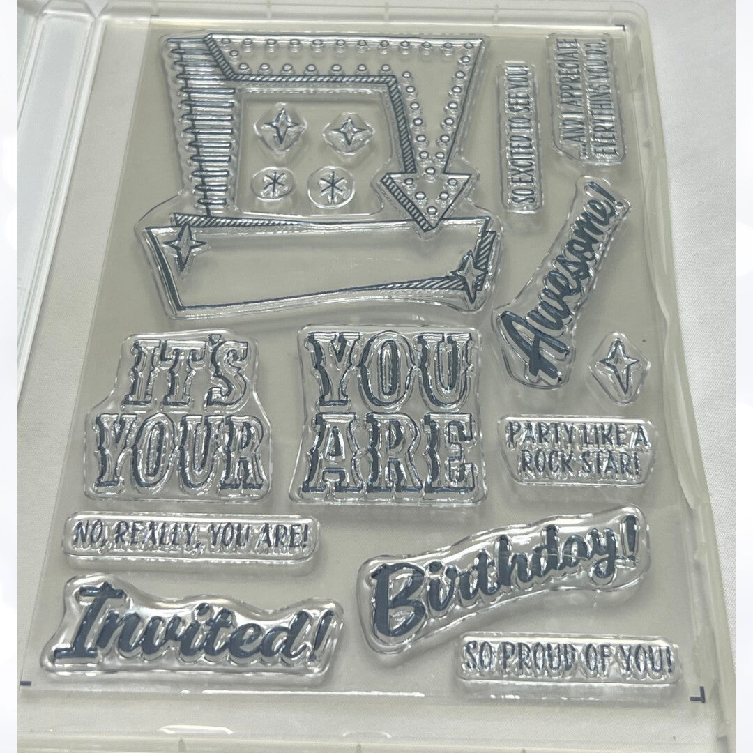 Stampin Up MARQUEE MESSAGES Birthday Greetings Rubber Stamps Dies by Dave