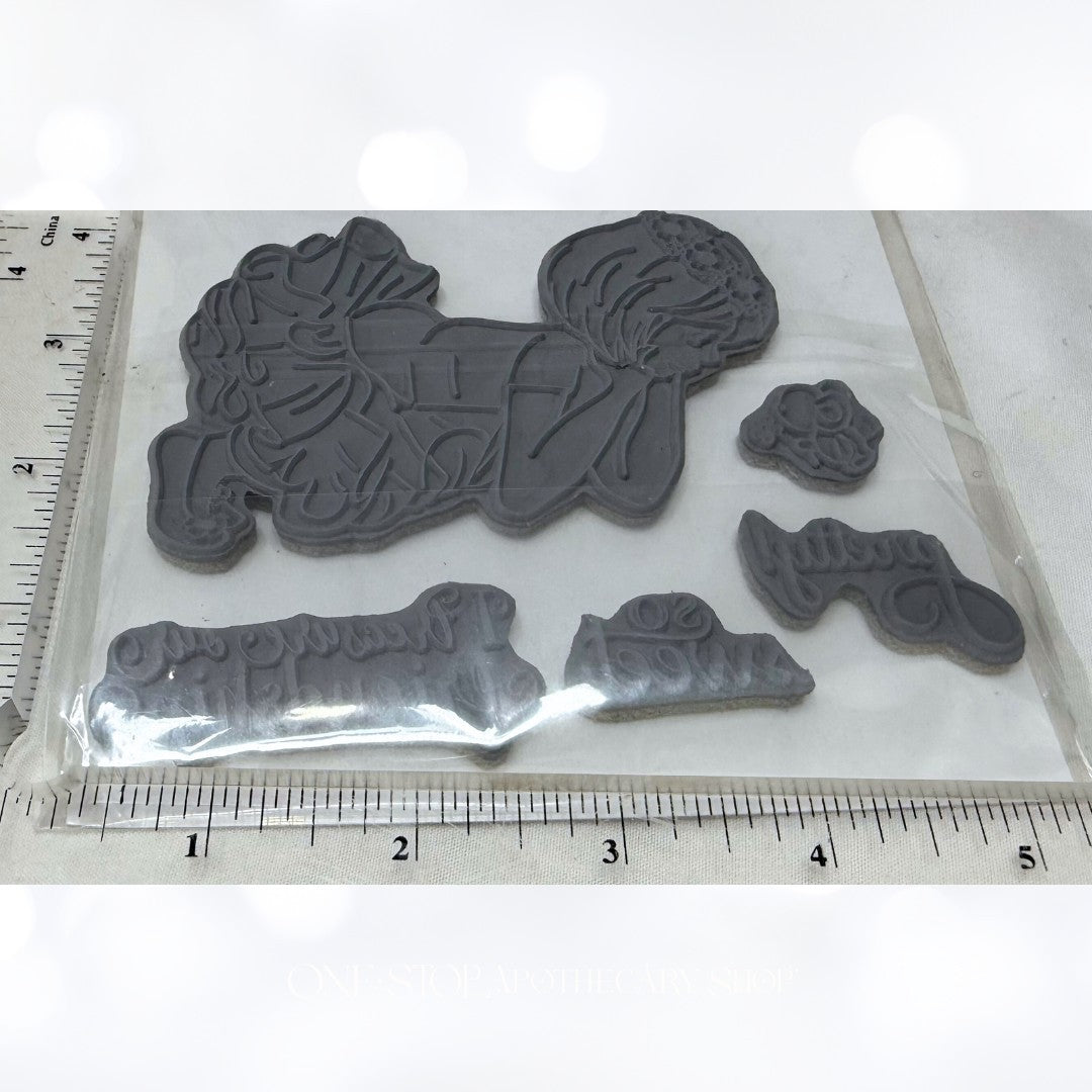 Sparkle N Sprinkle FRIENDSHIP FLOWERS Little Girl Mouse Rubber Stamps
