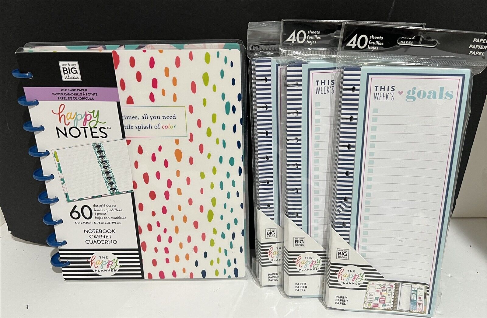 The Happy Planner HAPPY NOTES Notebook Journal Goals Paper Grid Sheets Lot