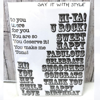 Papertrey Ink SAY IT WITH STYLE Greetings Sentiments Rubber Stamps