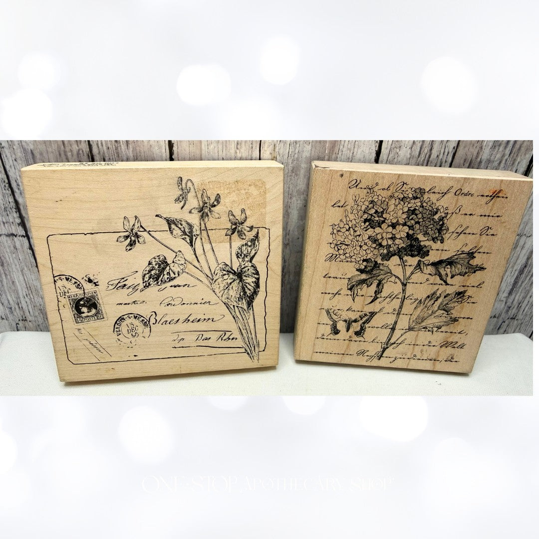 Stampa Rosa TIN CAN MAIL Postcard Hydrangea Collage Rubber Stamps