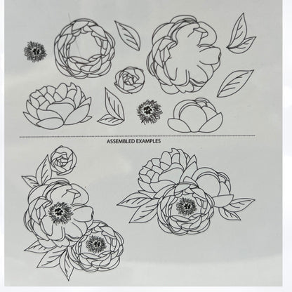 Papertrey Ink PEONIES ON PARADE Flowers Floral Rubber Stamps
