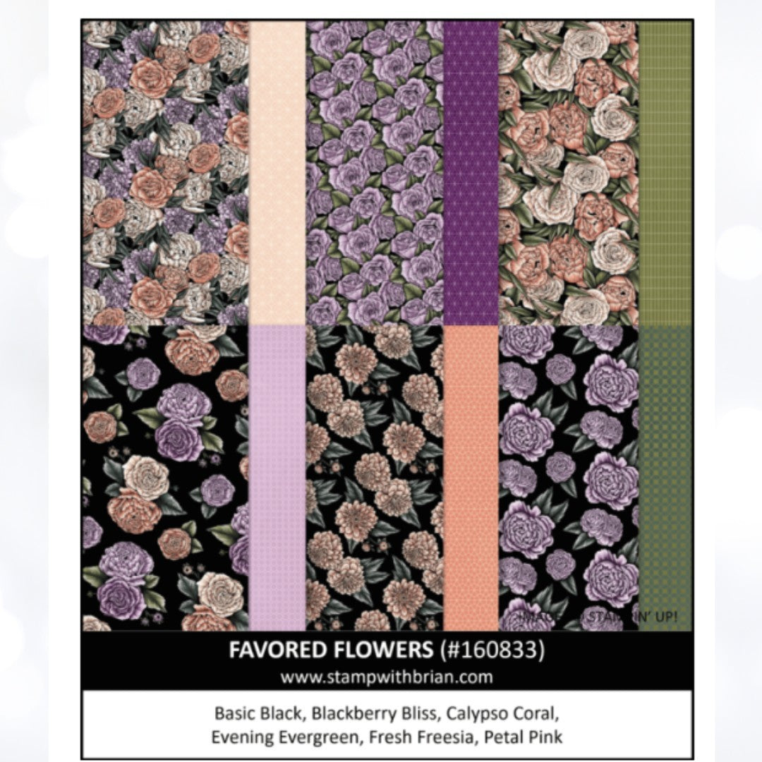 Stampin Up FAVORED FLOWERS 12x12 Paper DSP Cardstock 12 Sheets