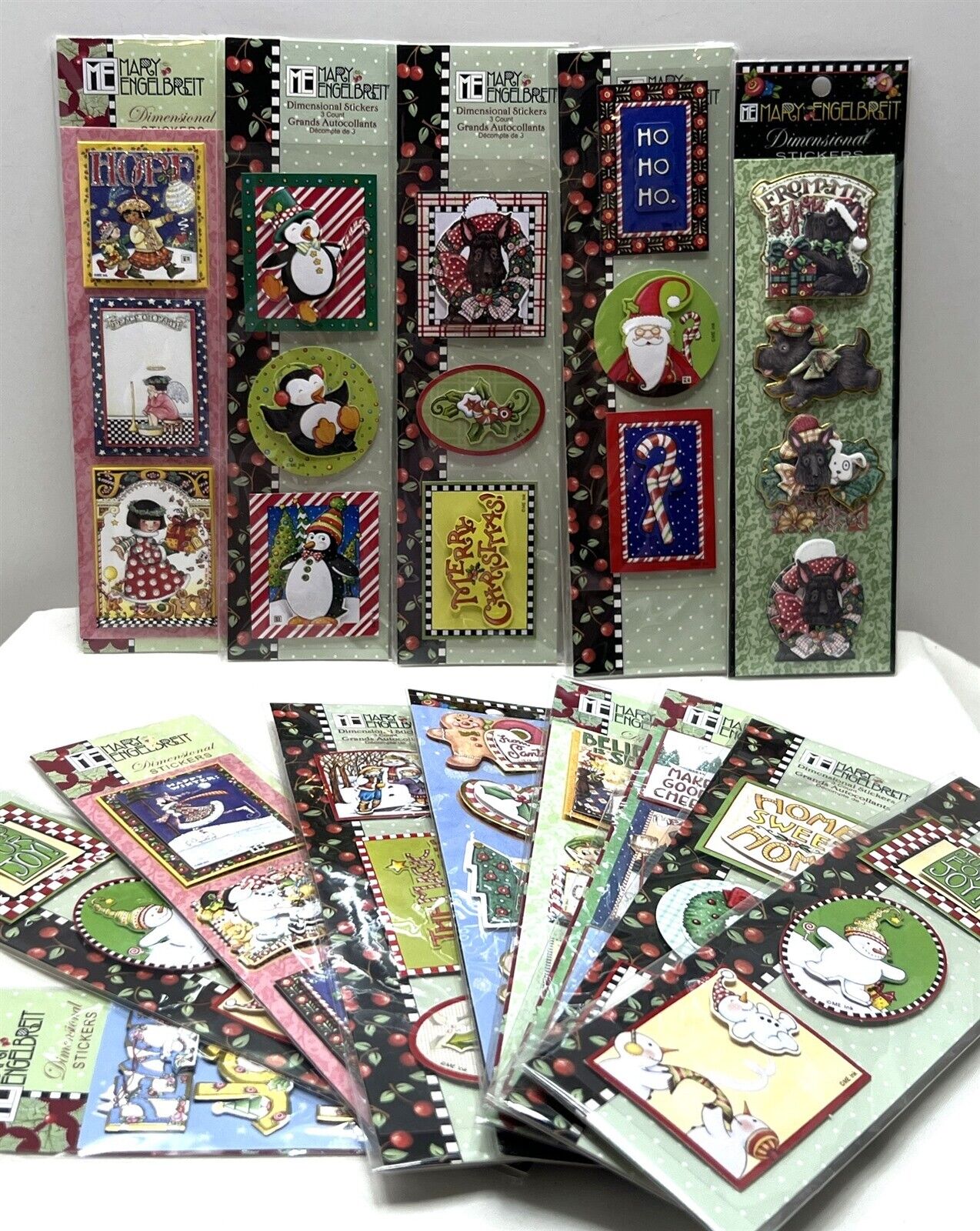 Mary Engelbreit CHRISTMAS Holiday Crafting 3D Stickers Lot of 14