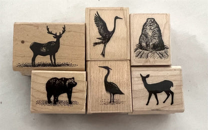 Stampscapes ANIMALS Birds Deer Bear Landscape Nature Rubber Stamps Lot of 6