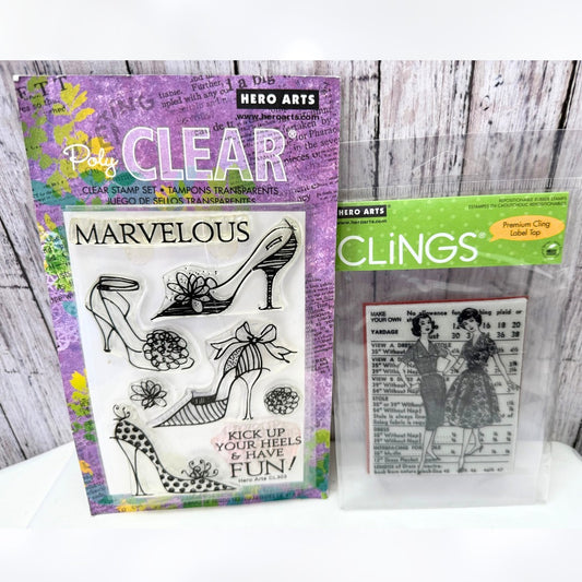 Hero Arts HIGH HEELS Vintage Fashion Rubber Stamps Set of 2