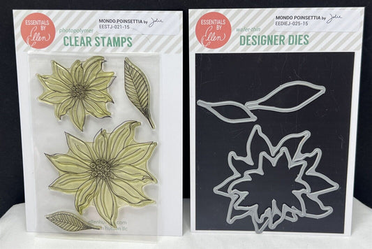 Ellen Hutson MONDO POINSETTIA Christmas Flowers Holiday Rubber Stamps Dies