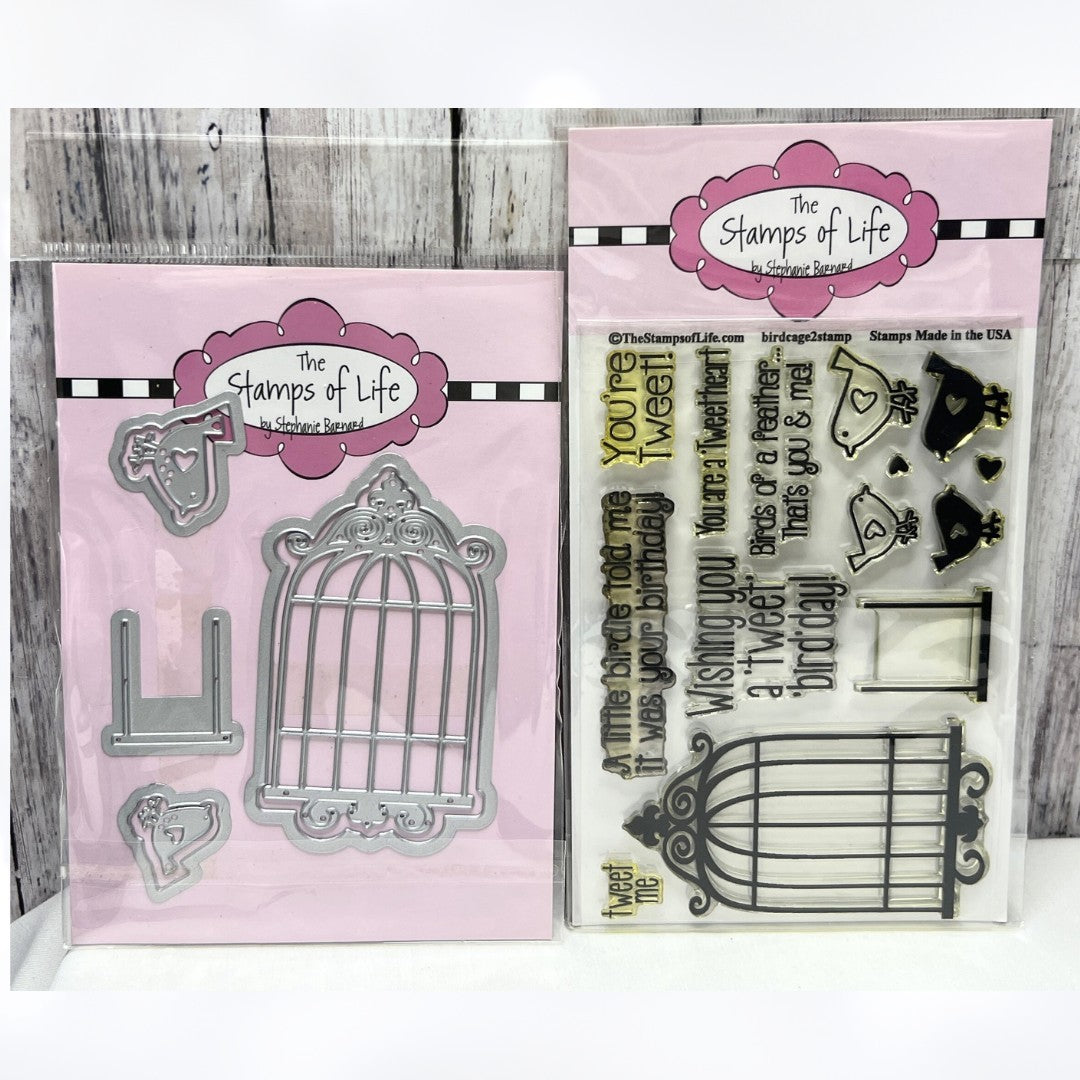 The Stamps of Life BIRDCAGE Birds Rubber Stamps Dies
