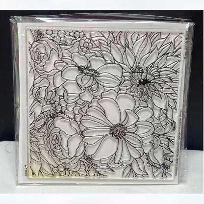 Honey Bee Stamps HARVEST BLOOMS 6x6 Flowers Fall Background Rubber Stamp