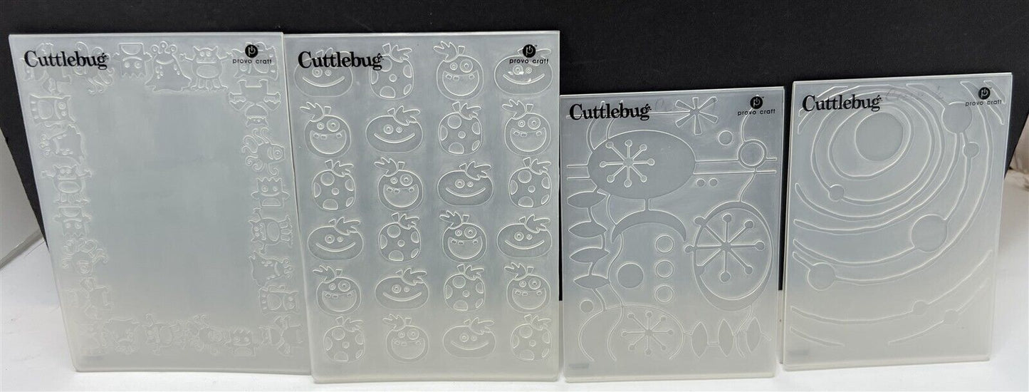 Cuttlebug ALIENS Outer Space Planets Cosmic Embossing Folders Lot of 4