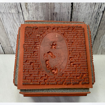 Vintage SEWING Portrait Lace Art Journal Rubber Stamp Cube