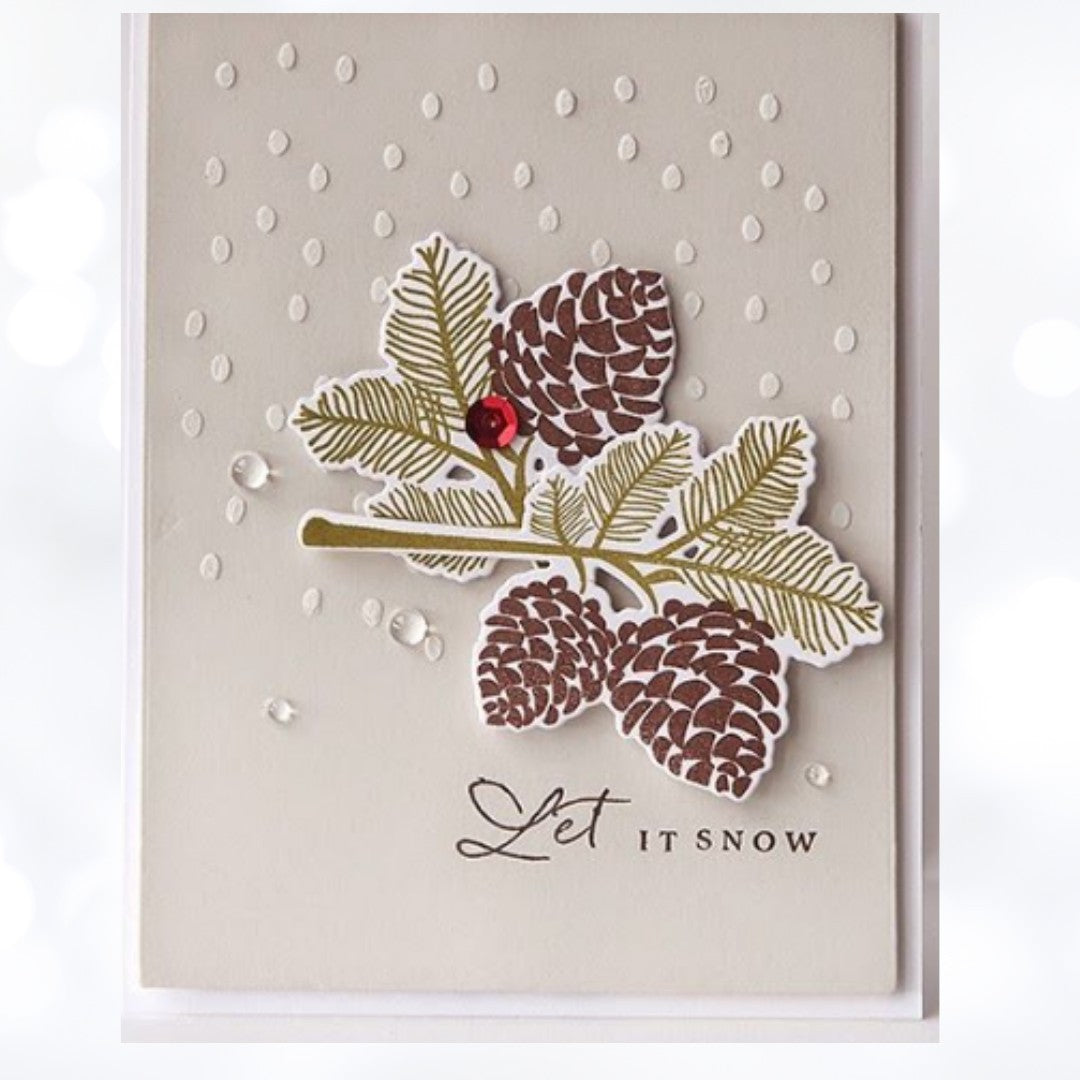 Papertrey Ink PEACEFUL PINECONES Christmas Rubber Stamps Dies