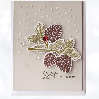Papertrey Ink PEACEFUL PINECONES Christmas Rubber Stamps Dies