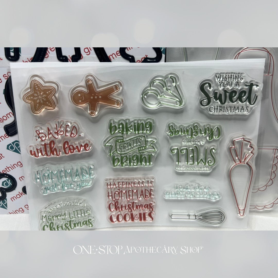 Diamond Press BAKING Holiday Christmas Cookies Rubber Stamps Dies