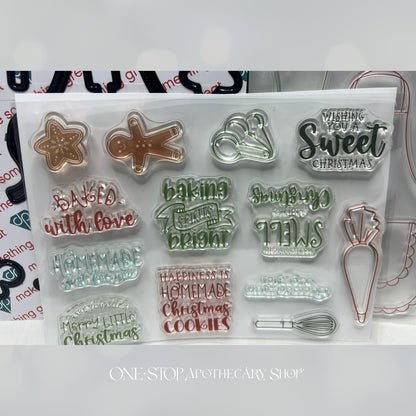 Diamond Press BAKING Holiday Christmas Cookies Rubber Stamps Dies