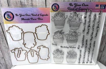 Crafty Meraki BE YOUR OWN KIND OF CUPCAKE Birthday Cake 6x8 Rubber Stamps Dies