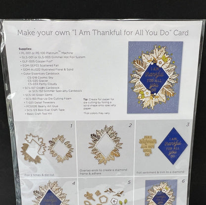 Spellbinders GLIMMER OF THE MONTH Thankful For You Foil Foiling Plate Sept 2022