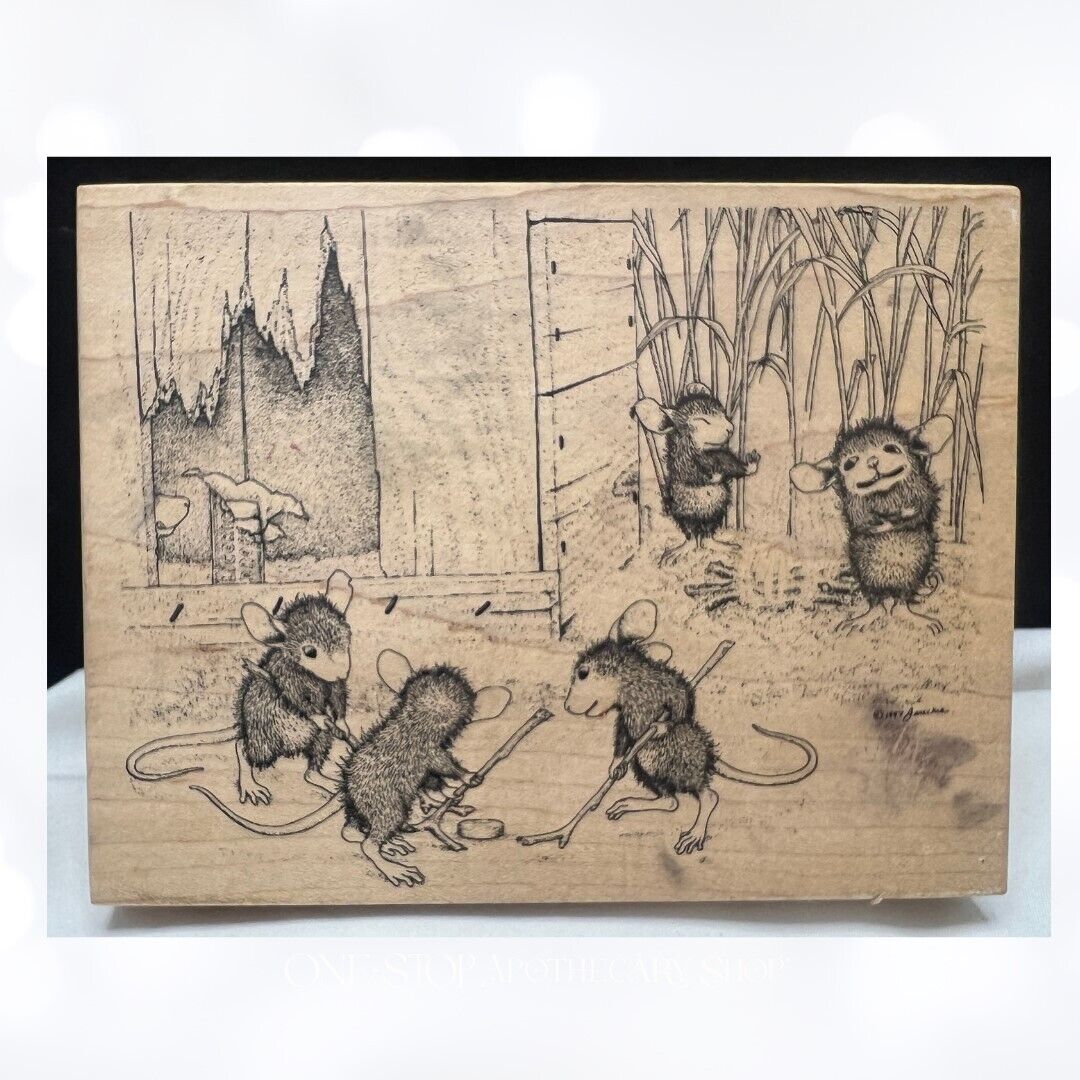 House Mouse MICE ON ICE Hockey Sports Mice Rubber Stamps