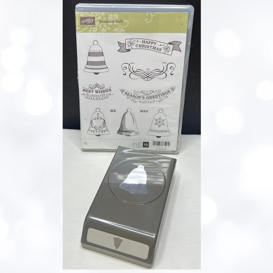 Stampin Up SEASONAL BELLS Christmas Holiday Wedding Rubber Stamps Punch