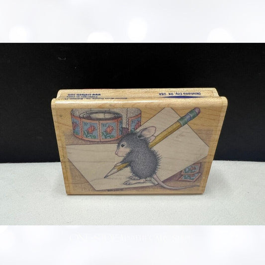 House Mouse SIGNING A CARD Mice Letter Rubber Stamp