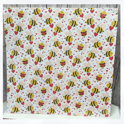 Stampin Up BEE MINE Valentines Day 12x12 DSP Cardstock Paper 12 Sheets
