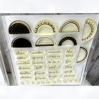 Papertrey Ink Mini Scrapbook Series LIBRARY LEDGER TABS Planner Rubber Stamps