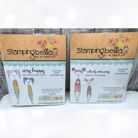 Stamping Bella HAZEL & VIOLET Mixed Media Girl Journal Rubber Stamps