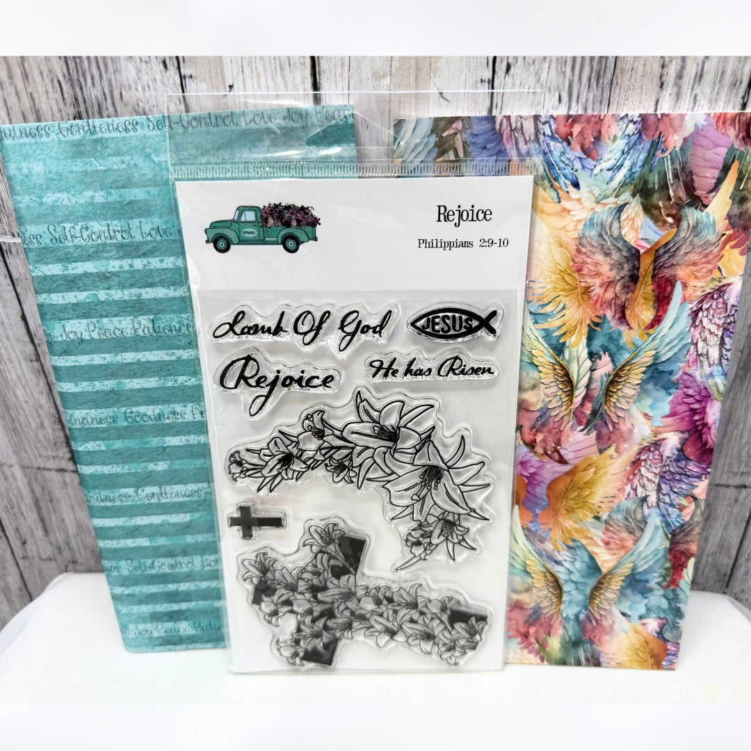 By the Well 4 God REJOICE Angel Wings Easter Rubber Stamps Bible Journaling