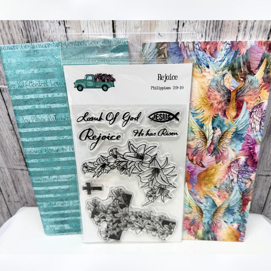 By the Well 4 God REJOICE Angel Wings Easter Rubber Stamps Bible Journaling