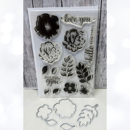 Hero Arts FOR YOU FLOWERS Floral Layering Rubber Stamps Dies