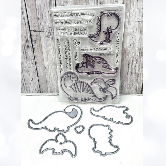 My Favorite Things A-ROAR-ABLE FRIENDS Dino Dinosaurs Rubber Stamps Dies
