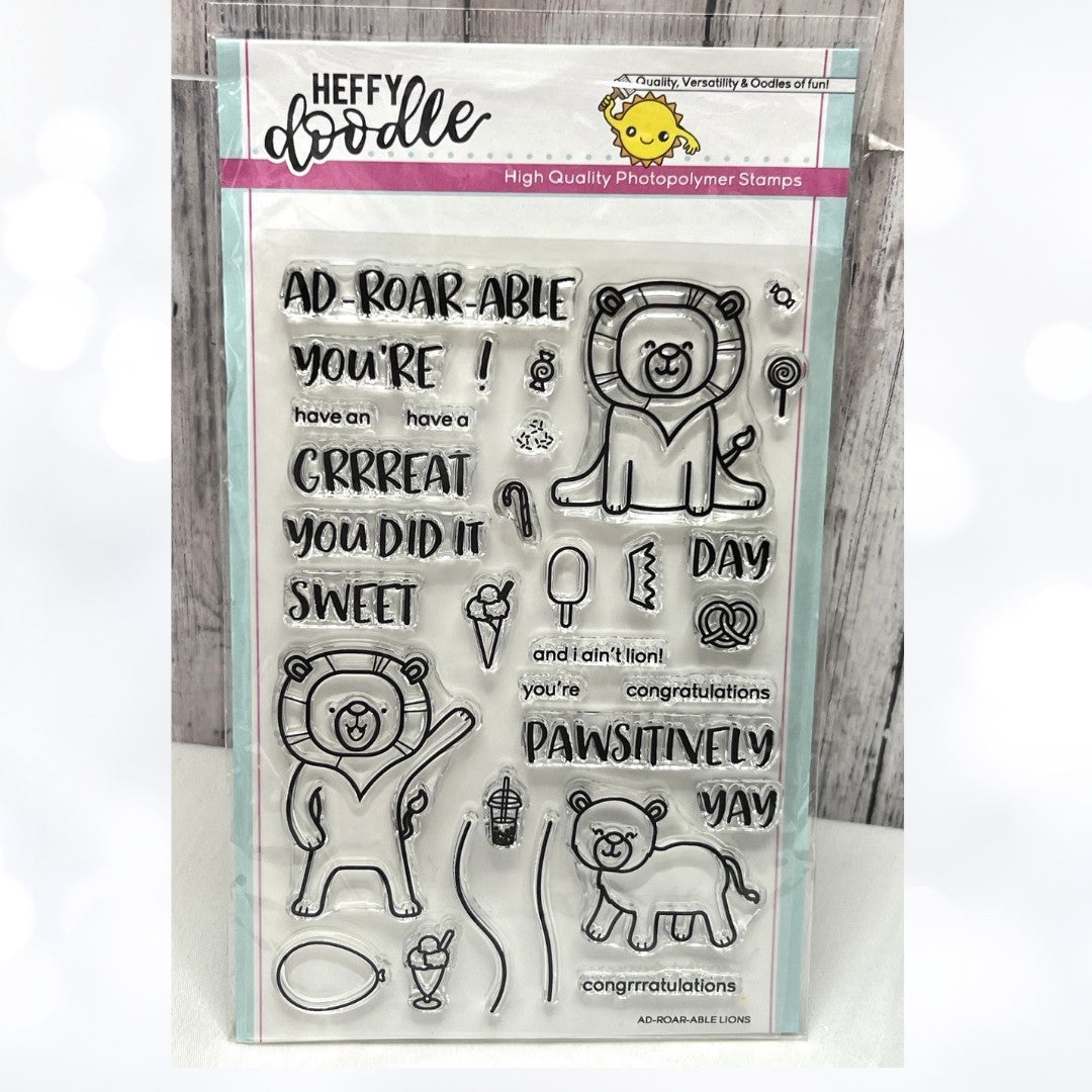 Heffy Doodle AD-ROAR-ABLE LIONS Zoo Animals Birthday Rubber Stamps