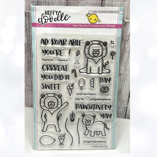 Heffy Doodle AD-ROAR-ABLE LIONS Zoo Animals Birthday Rubber Stamps