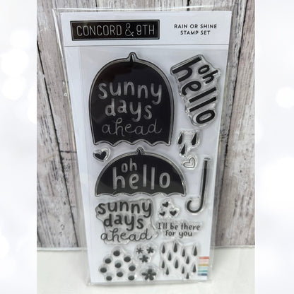 Concord & 9th RAIN OR SHINE Umbrella Spring Rubber Stamps
