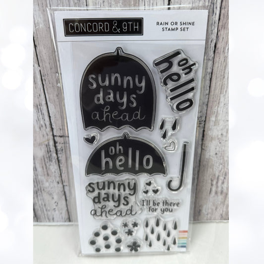 Concord & 9th RAIN OR SHINE Umbrella Spring Rubber Stamps