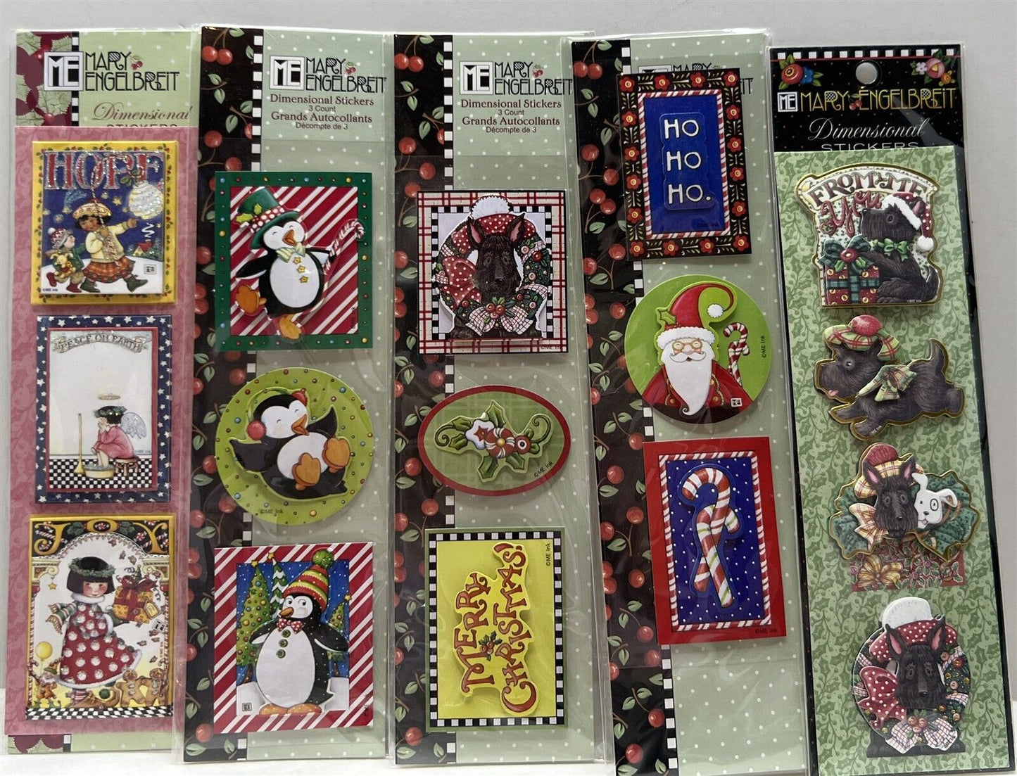 Mary Engelbreit CHRISTMAS Holiday Crafting 3D Stickers Lot of 14