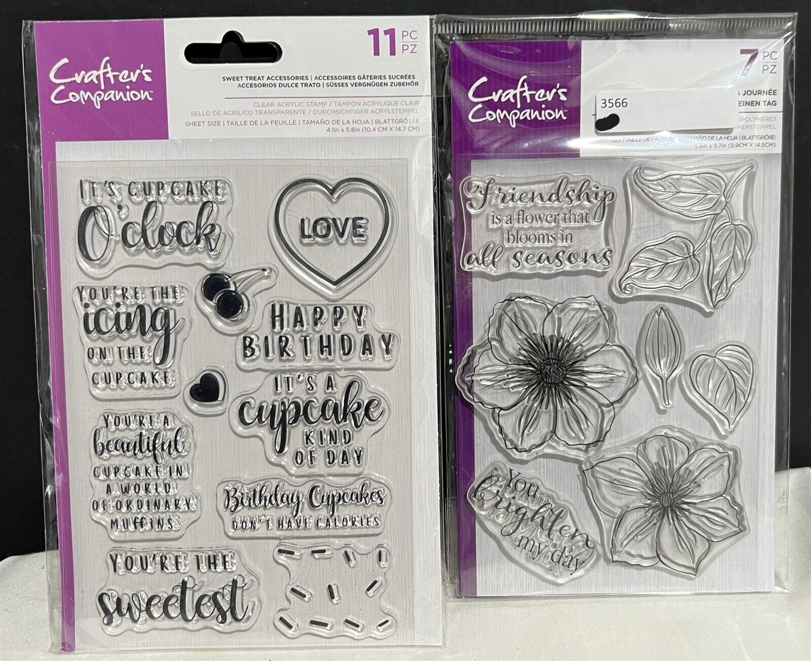 Crafters Companion SWEET TREATS Flowers Birthday Floral Rubber Stamps Lot