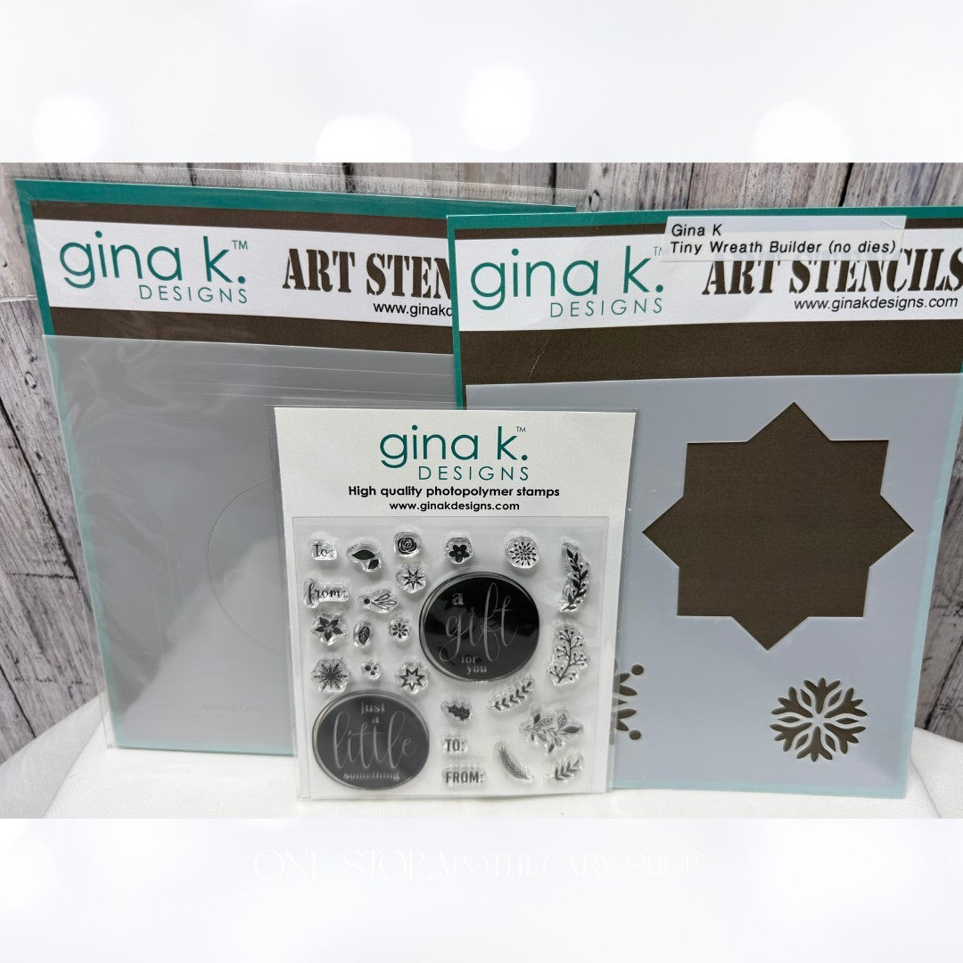 Gina K Designs TINY WREATH BUILDER Stamps Stencils Set