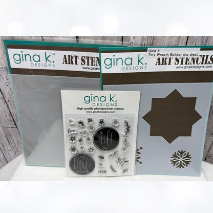 Gina K Designs TINY WREATH BUILDER Stamps Stencils Set