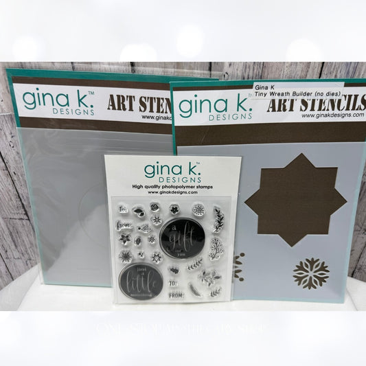 Gina K Designs TINY WREATH BUILDER Stamps Stencils Set