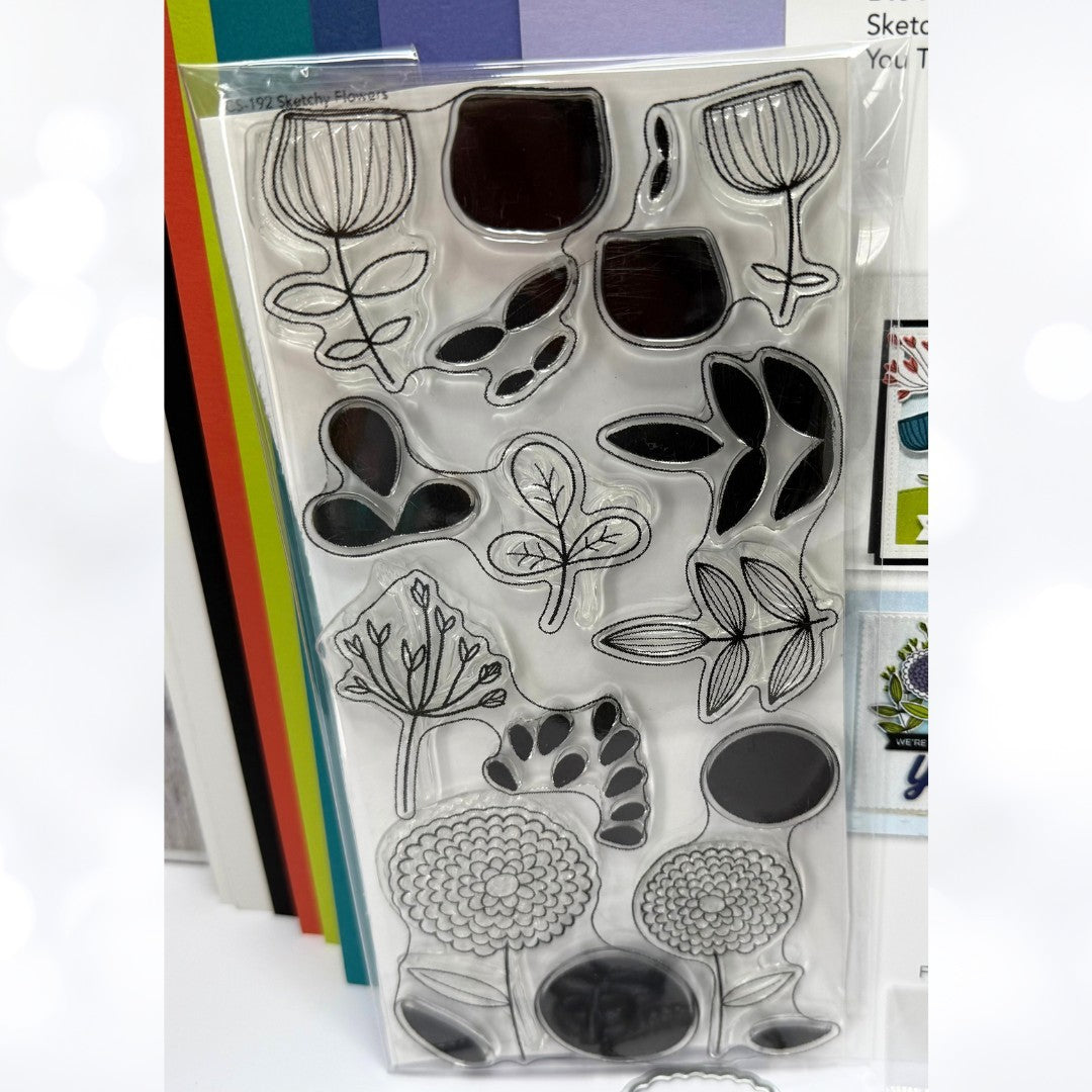 My Favorite Things SKETCHY FLOWERS Rubber Stamps Dies Kit