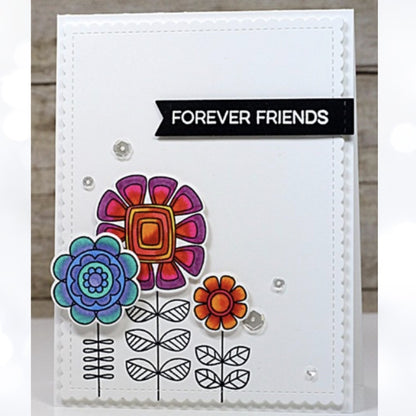 My Favorite Things DOODLED BLOOMS Flowers Mixed Media Rubber Stamps Dies