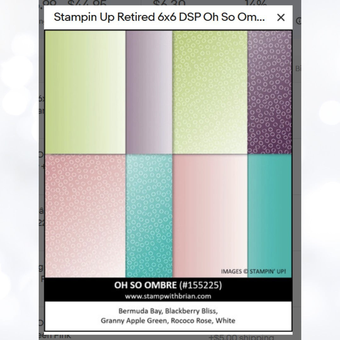 Stampin Up OH SO OMBRE 6x6 Paper Cardstock DSP Lot of 2