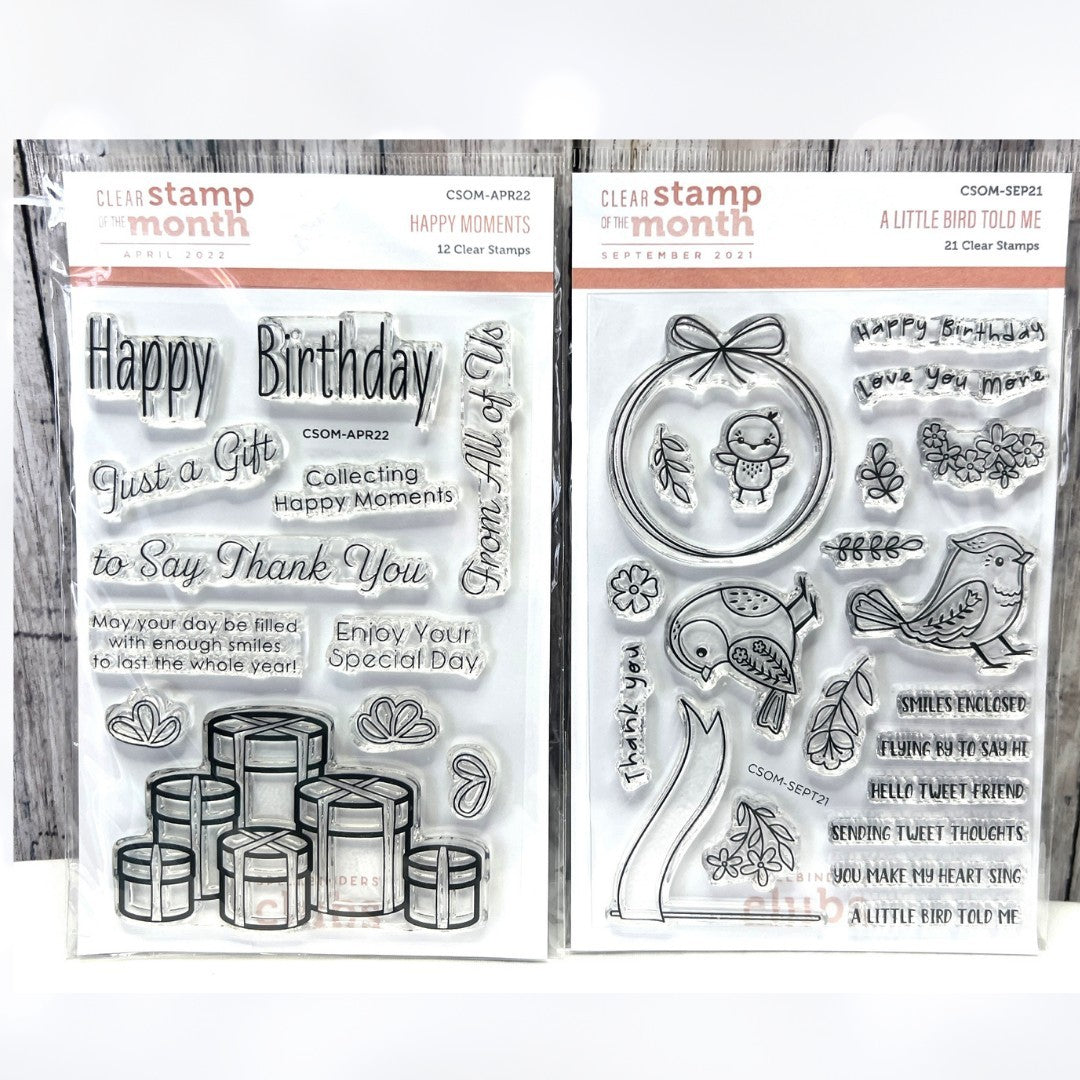 Spellbinders A LITTLE BIRD TOLD ME Happy Moments Clear Rubber Stamps 